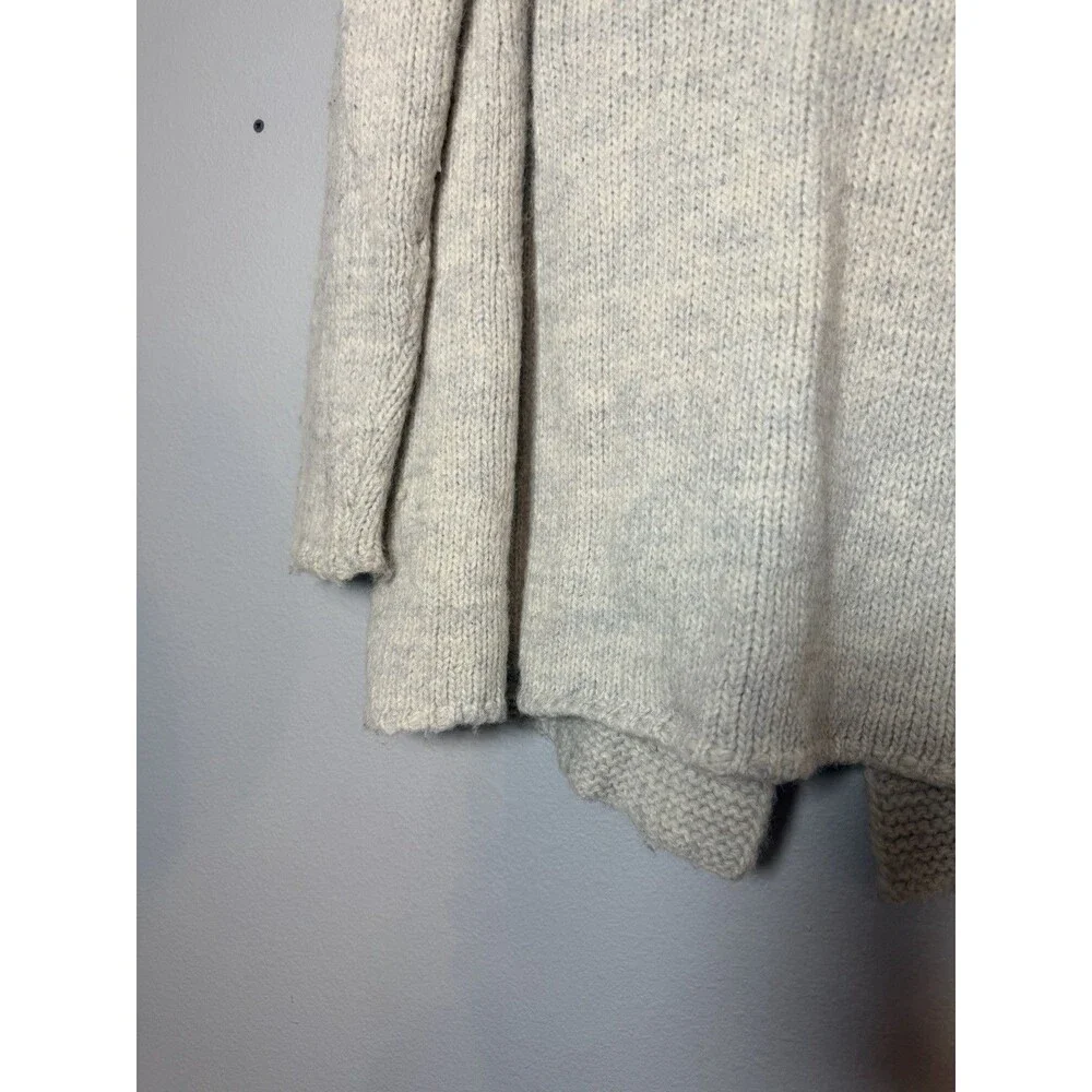 J. Jill Alpaca Blend Chunky Knit Open Cardigan Sweater XL Light Gray Long Sleeve